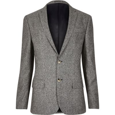 Grey neppy skinny suit jacket